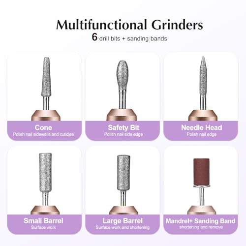 COSLUS Electric Nail Drill File Professional: for Acrylic Gel Dip Powder Nails Portable Nail Drill Machine Kit Manicure Pedicure Tools Polishing Set with Nail Drill Bits Sanding Bands