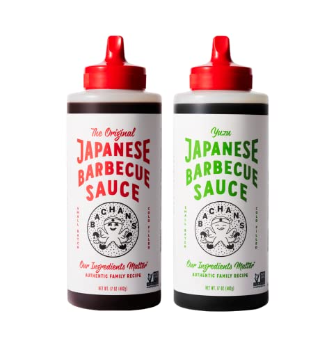 Bachan's Japanese Barbecue Sauce 2 Pack - 1 Original, 1 Sweet Honey - BBQ Sauce for Wings, Chicken, Beef, Pork, Seafood, Noodles, and More. Non GMO, No Preservatives, BPA free