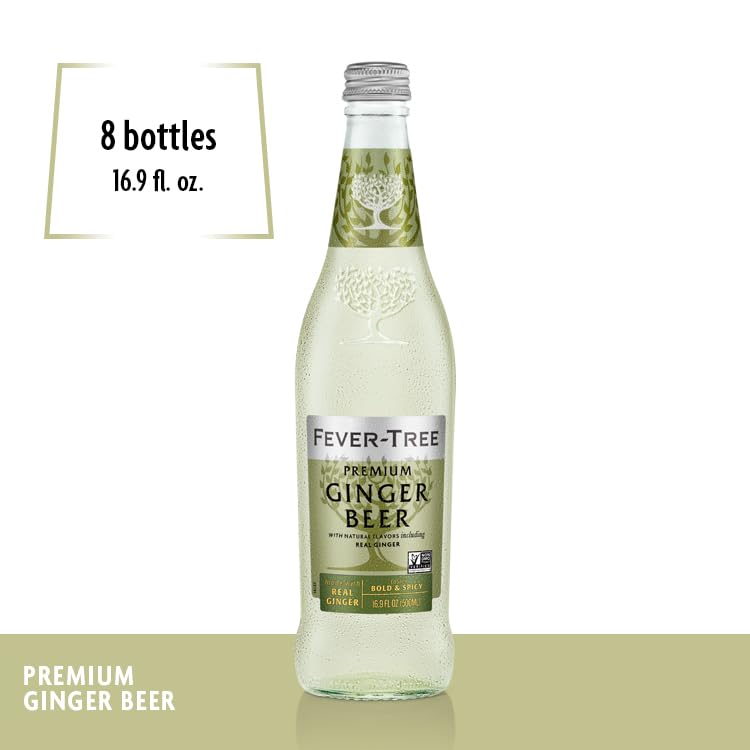 Fever Tree Ginger Beer - Premium Quality Mixer - Refreshing Beverage for Cocktails & Mocktails. Naturally Sourced Ingredients, No Artificial Sweeteners or Colors - 150 ML Cans - Pack of 24