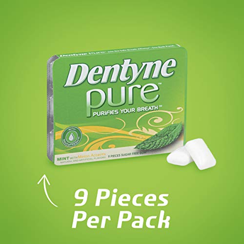 Dentyne Pure Mint with Herbal Accents Sugar Free Gum, 10 Packs of 9 Pieces (90 Total Pieces)