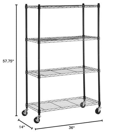 Amazon Basics 3-Shelf Adjustable, Heavy Duty Storage Shelving Unit (250 lbs loading capacity per shelf), Steel Organizer Wire Rack, 23.2"L x 13.4"W x 30"H, Black