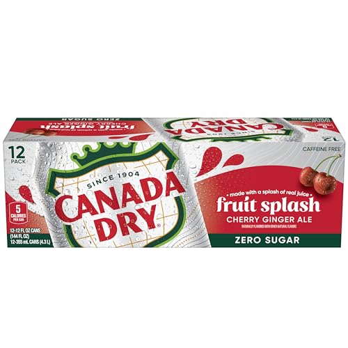 Canada Dry Fruit Splash Cherry Ginger Ale Zero Sugar Soda, 12 fl oz cans, 12 pack