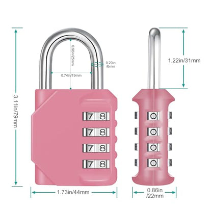 ZHEGE Combination Lock, 4 Digit Combination Padlock Outdoor, School Lock, Gym Lock (Pink)