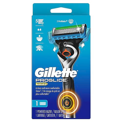 Gillette ProGlide Power Razor for Men, 1 Gillette Power Razor Handle + 1 Blade Refill