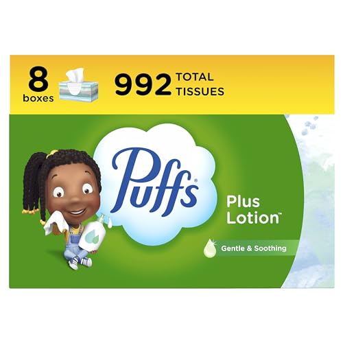 Puffs Plus Lotion Facial Tissue, 1 Family Box, 124 Tissues Per Box