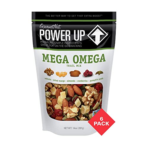 Power Up Trail Mix, Mega Omega Trail Mix, Non-GMO, Vegan, Gluten Free, No Artificial Ingredients, Gourmet Nut, 14 Ounce Bag