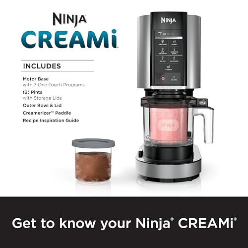 Ninja NC501 CREAMi Deluxe 11-in-1 Ice Cream & Frozen Treat Maker for Ice Cream, Sorbet, Milkshakes, Frozen Drinks & More, 11 Programs, Perfect for Kids, Silver, 11 Functions + (2) 24 oz. Pints