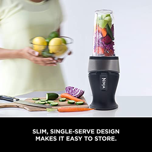 Ninja QB3001SS Ninja Fit Compact Personal Blender, Shakes, Smoothies, Food Prep, and Frozen Blending, 700-Watt Base and (2) 16-oz. Cups & Spout Lids, Black