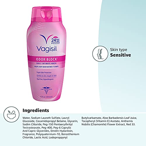 Vagisil Feminine Wash for Intimate Area Hygiene, Odor Block, Gynecologist Tested, Hypoallergenic, 12 oz, (Pack of 1)