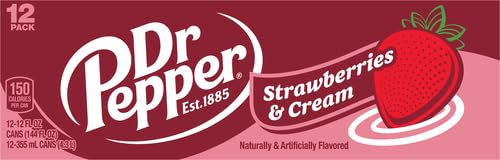 Dr Pepper Zero Strawberries and Cream Soda, 12 fl oz cans, 12 Pack