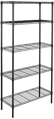 Amazon Basics 3-Shelf Adjustable, Heavy Duty Storage Shelving Unit (250 lbs loading capacity per shelf), Steel Organizer Wire Rack, 23.2"L x 13.4"W x 30"H, Black