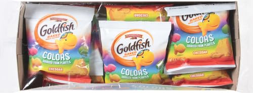 Goldfish Colors Cheddar Crackers, Snack Pack, 0.9 oz, 9 CT Multi-Pack Tray (Pack of 2)