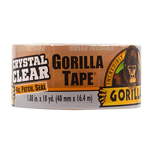 Gorilla Crystal Clear Repair Duct Tape, 1.88” x 18 yd, Clear, (Pack of 1)