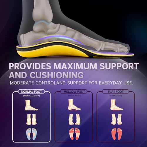 VALSOLE Heavy Duty 220+lbs Orthotic Inserts for Plantar Fasciitis - Absorb Shock, Support High Arches and Flat Feet