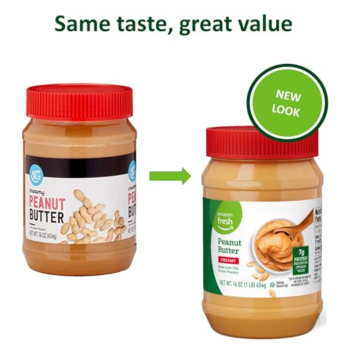 Amazon Fresh, Creamy Peanut Butter, 16 Oz (Previously Happy Belly, Packaging May Vary)