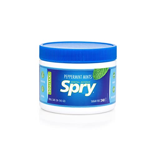 Spry Xylitol Peppermint Sugar Free Candy - Breath Mints That Promote Oral Health, Dry Mouth Mints That Increase Saliva Production, Stop Bad Breath, 240 Count (Pack of 1)