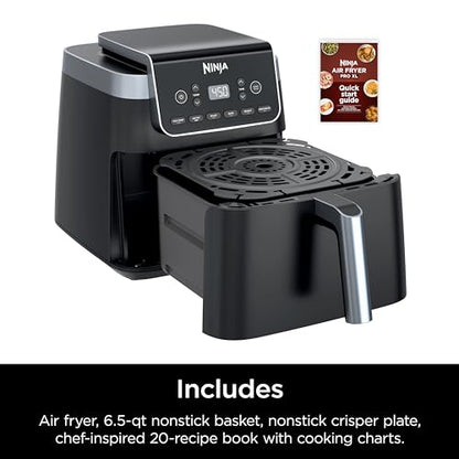 Ninja Air Fryer Pro 4-in-1 with 5 QT Capacity, Air Fry, Roast, Reheat, Dehydrate, Air Crisp Technology with 400F for hot, crispy results in just minutes, Nonstick Basket & Crisper Plate, Grey, AF141