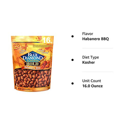 Blue Diamond Almonds Honey Roasted Snack Almonds, Honey Roasted, 1 Pound (Pack of 1)