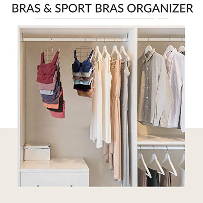 ZEDODIER 2 Pack Tank Top Hanger, Space Saving Bra Hanger, Non-Slip Hanging Sport Bras Holder, Closet Organizers and Storage for Camisoles Tank Tops Bras Ties Swimsuits Strappy Dress, Silver