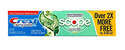 Crest Complete Whitening Scope Minty Toothpaste .85 Oz Travel Size 4 Pack