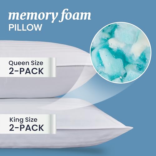 Beckham Hotel Collection Bed Pillows Standard / Queen Size Set of 2 - Down Alternative Bedding Gel Cooling Pillow for Back, Stomach or Side Sleepers