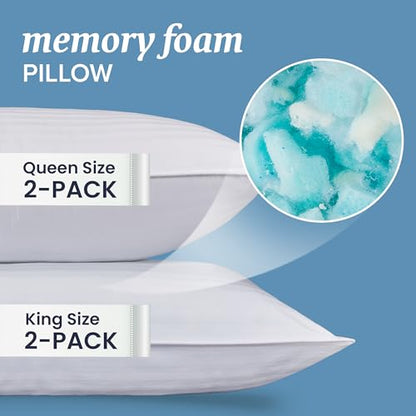 Beckham Hotel Collection Bed Pillows Standard / Queen Size Set of 2 - Down Alternative Bedding Gel Cooling Pillow for Back, Stomach or Side Sleepers