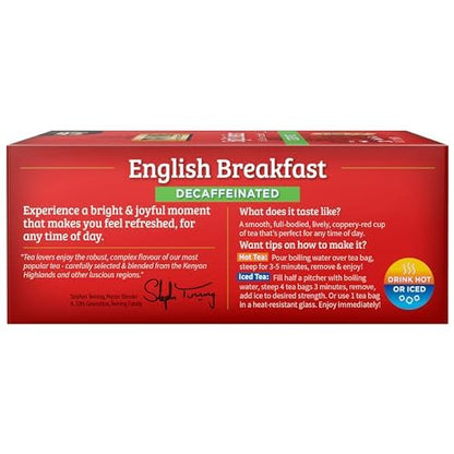 Twinings English Breakfast Black Tea, 100 Individually Wrapped Tea Bags, Smooth, Flavourful, Robust, Caffeinated, Enjoy Hot or Iced