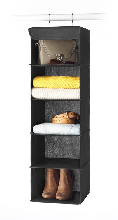 Whitmor 5 Section Closet Organizer - Hanging Shelves with Sturdy Metal Frame