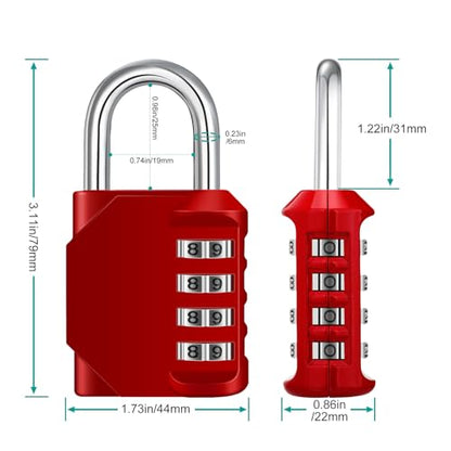 ZHEGE Combination Lock, 4 Digit Combination Padlock Outdoor, School Lock, Gym Lock (Pink)