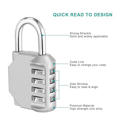 ZHEGE Combination Lock, 4 Digit Combination Padlock Outdoor, School Lock, Gym Lock (Pink)