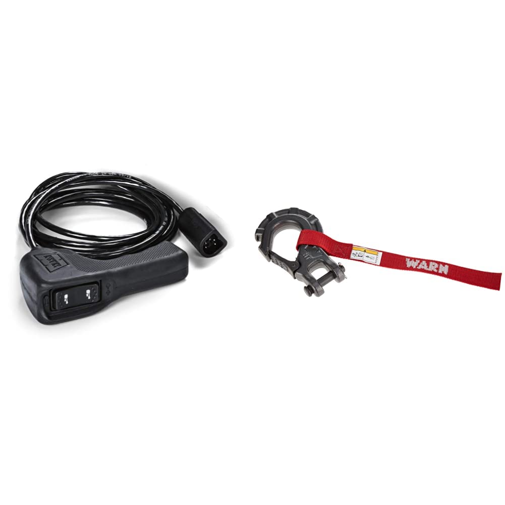 WARN 83665 Hand Held Plug-In Truck Winch Remote Controller with Ergonomic Grip and 12' Connector Cable