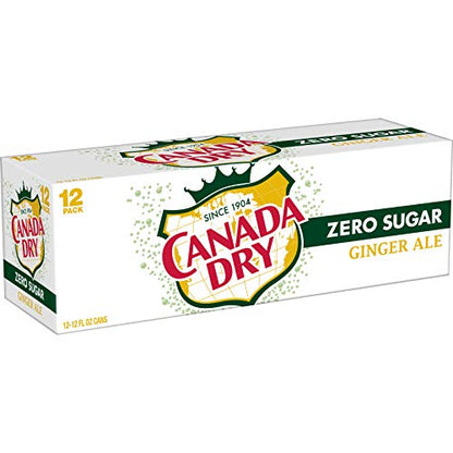 Canada Dry Zero Sugar Ginger Ale Soda, 12 fl oz cans (Pack of 12)