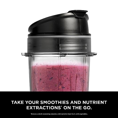 Ninja QB3001SS Ninja Fit Compact Personal Blender, Shakes, Smoothies, Food Prep, and Frozen Blending, 700-Watt Base and (2) 16-oz. Cups & Spout Lids, Black