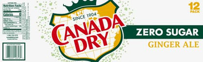 Canada Dry Zero Sugar Ginger Ale Soda, 12 fl oz cans (Pack of 12)