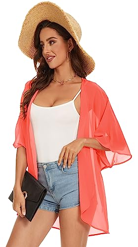 Womens Kimono Beach Cover Up Chiffon Cardigan Floral Tops Loose Capes