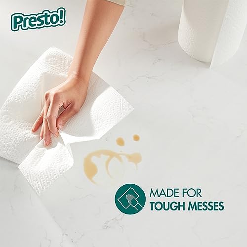 Amazon Brand - Presto! Flex-a-Size Paper Towels, 128 Sheet Family Roll, 16 Rolls (2 Packs of 8), Equivalent to 40 Regular Rolls, White