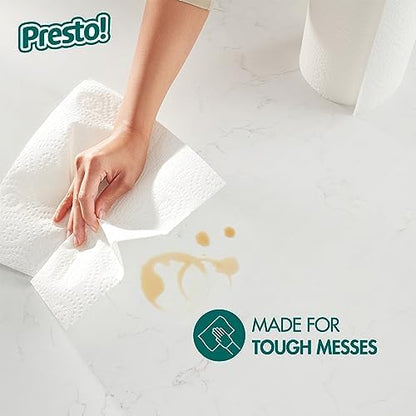 Amazon Brand - Presto! Flex-a-Size Paper Towels, 128 Sheet Family Roll, 16 Rolls (2 Packs of 8), Equivalent to 40 Regular Rolls, White