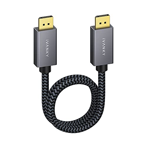 IVANKY VESA Certified DisplayPort Cable, 6.6ft DP Cable 1.2,[4K@60Hz, 2K@165Hz, 2K@144Hz], Gold-Plated Braided High Speed Display Port Cable 144Hz, for Gaming Monitor, Graphics Card, TV, PC, Laptop