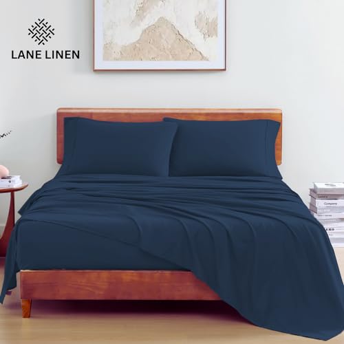 LANE LINEN 100% Organic Cotton Twin Sheets Set, 3Pc Twin Bed Sheets, Breathable Cotton Sheets Twin Size Bed Set, Dorm Room Essentials with 15" Twin Deep Pocket Fitted Sheet - White Sheets