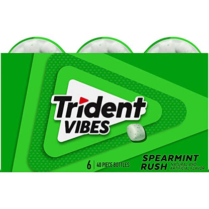 Trident Vibes Spearmint Rush Sugar Free Gum, 6 Bottles of 40 Pieces (240 Total Pieces)