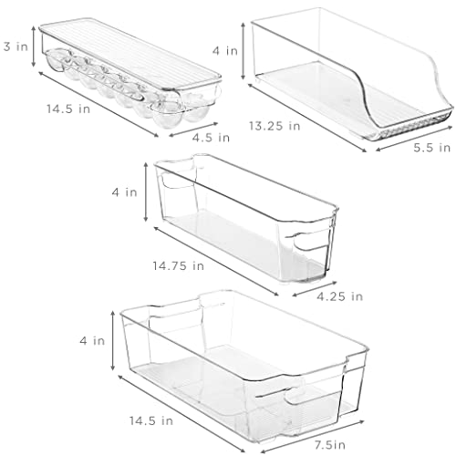 Sorbus Fridge Bins and Freezer Bins Refrigerator Organizer Stackable Food Storage Containers BPA-Free Drawer Organizers for Refrigerator Freezer and Pantry (Pack of 6)