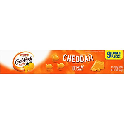 Goldfish Colors Cheddar Crackers, Snack Pack, 0.9 oz, 9 CT Multi-Pack Tray (Pack of 2)