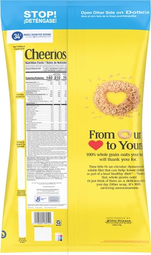 Cheerios Cereal, Limited Edition Happy Heart Shapes, Heart Healthy Cereal With Whole Grain Oats, Giant Size, 20 oz