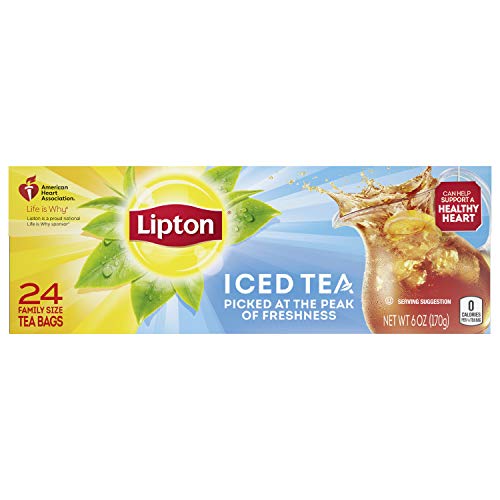 Lipton Unsweetened Iced Tea Bags, Family Size Tea Bags, 144 Total Tea Bags (24ct - Pack of 6)