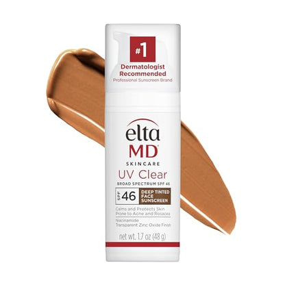 EltaMD UV Clear Tinted Face Sunscreen, Oil- Free Tinted Sunscreen with Zinc Oxide, Dermatologist Recommended Sunscreen, 1.7 oz Pump