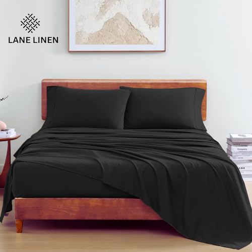 LANE LINEN 100% Organic Cotton Twin Sheets Set, 3Pc Twin Bed Sheets, Breathable Cotton Sheets Twin Size Bed Set, Dorm Room Essentials with 15" Twin Deep Pocket Fitted Sheet - White Sheets