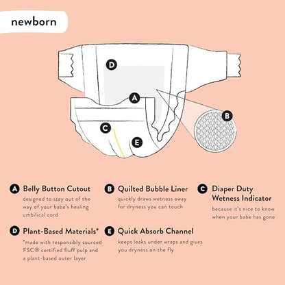 The Honest Company Clean Conscious Diapers | Plant-Based, Sustainable | Above It All + Pandas | Club Box, Size Newborn, 72 Count