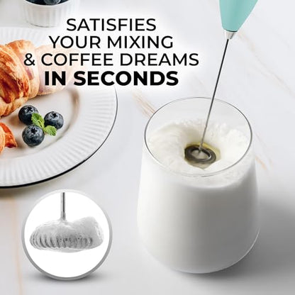 Zulay Powerful Milk Frother (4 Duracell Batteries Included) - Handheld Milk Frother Wand Drink Mixer for Coffee - Powerful Milk Foamer for Cappuccino, Frappe, Matcha & Coffee Creamer - Black