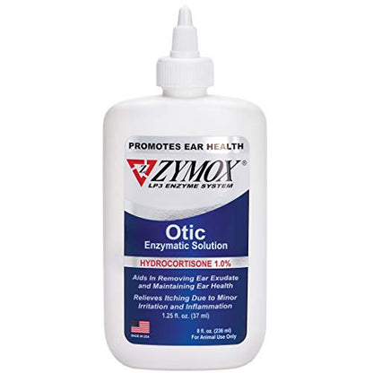 Zymox Otic Enzymatic Solution for Dogs and Cats to Soothe Ear Infections with 1% Hydrocortisone for Itch Relief, 1.25oz