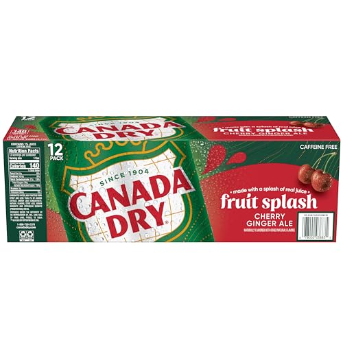 Canada Dry Fruit Splash Cherry Ginger Ale Zero Sugar Soda, 12 fl oz cans, 12 pack